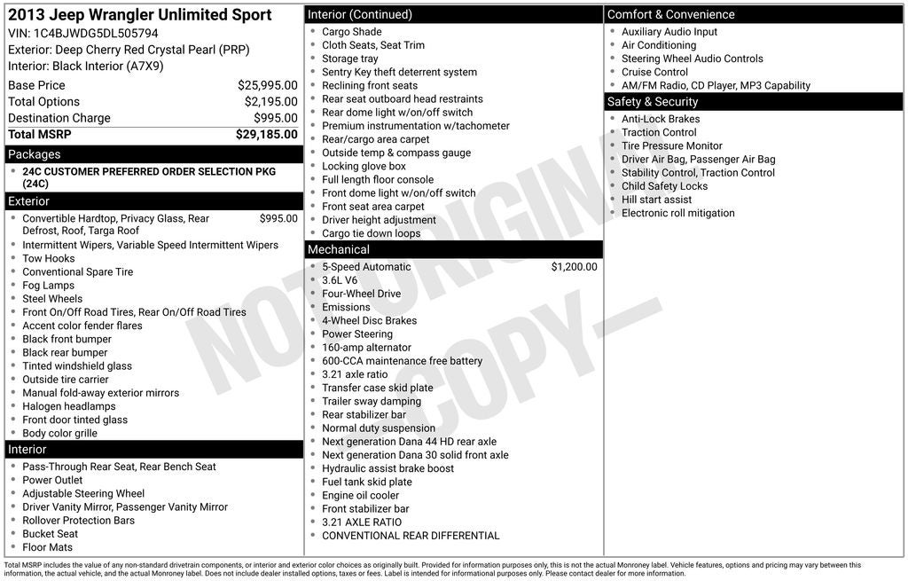 2013 Jeep Wrangler Unlimited Sport