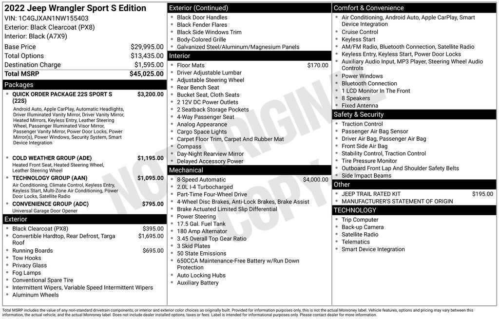 2022 Jeep Wrangler Sport S