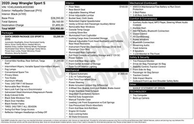 2020 Jeep Wrangler Sport S
