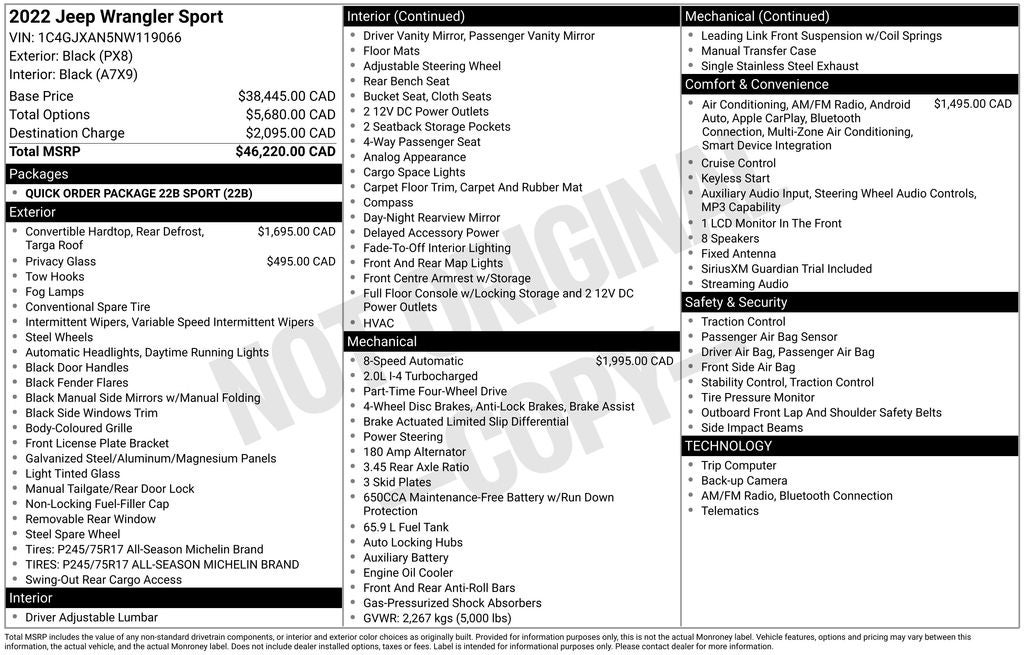 2022 Jeep Wrangler Sport