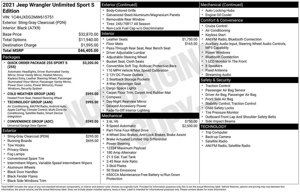 2021 Jeep Wrangler Unlimited Sport S