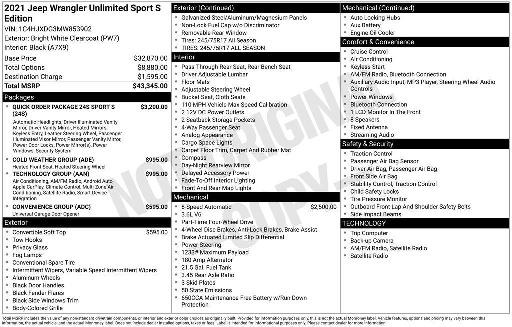 2021 Jeep Wrangler Unlimited Sport S