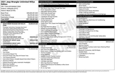 2021 Jeep Wrangler Unlimited Willys