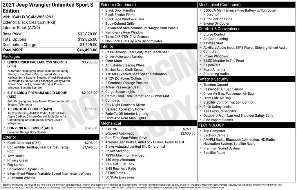 2021 Jeep Wrangler Unlimited Sport S