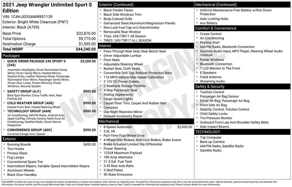 2021 Jeep Wrangler Unlimited Sport S
