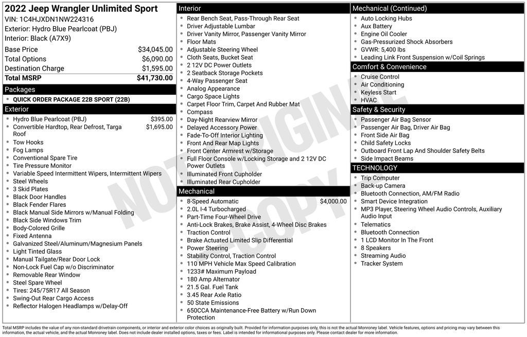 2022 Jeep Wrangler Unlimited Sport