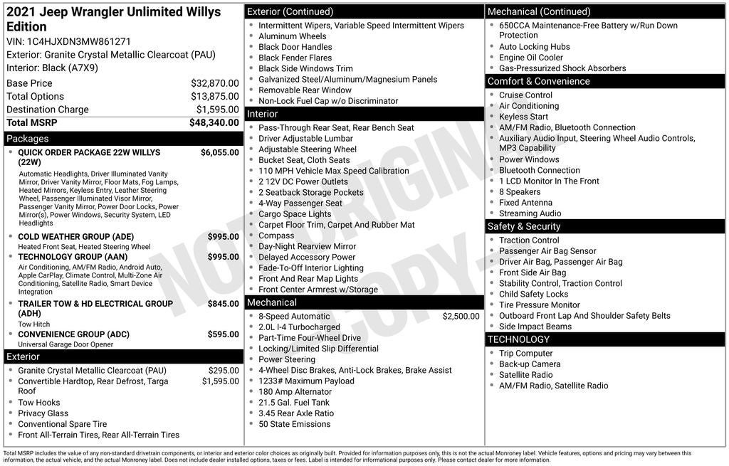 2021 Jeep Wrangler Unlimited Willys