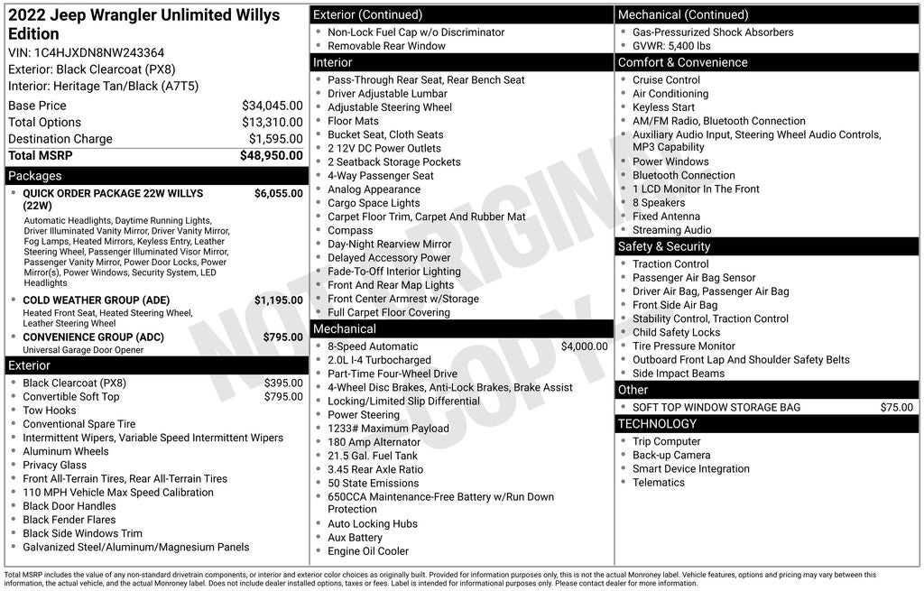 2022 Jeep Wrangler Unlimited Willys