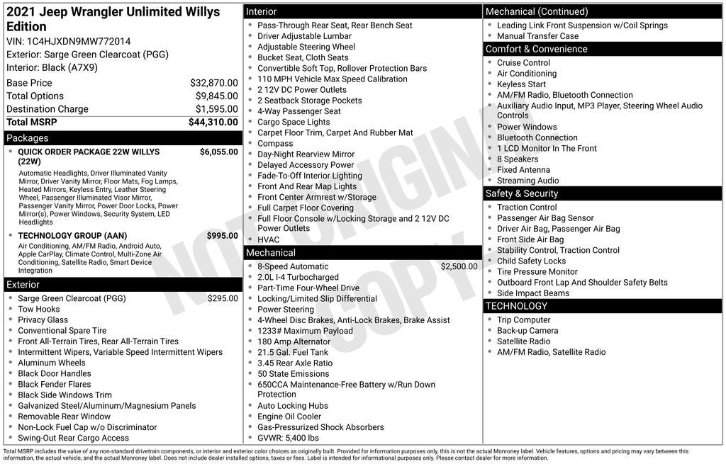 2021 Jeep Wrangler Unlimited Willys