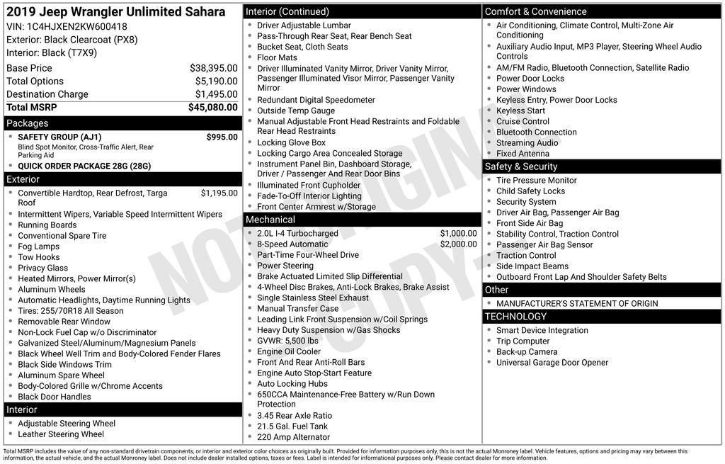 2019 Jeep Wrangler Unlimited Sahara