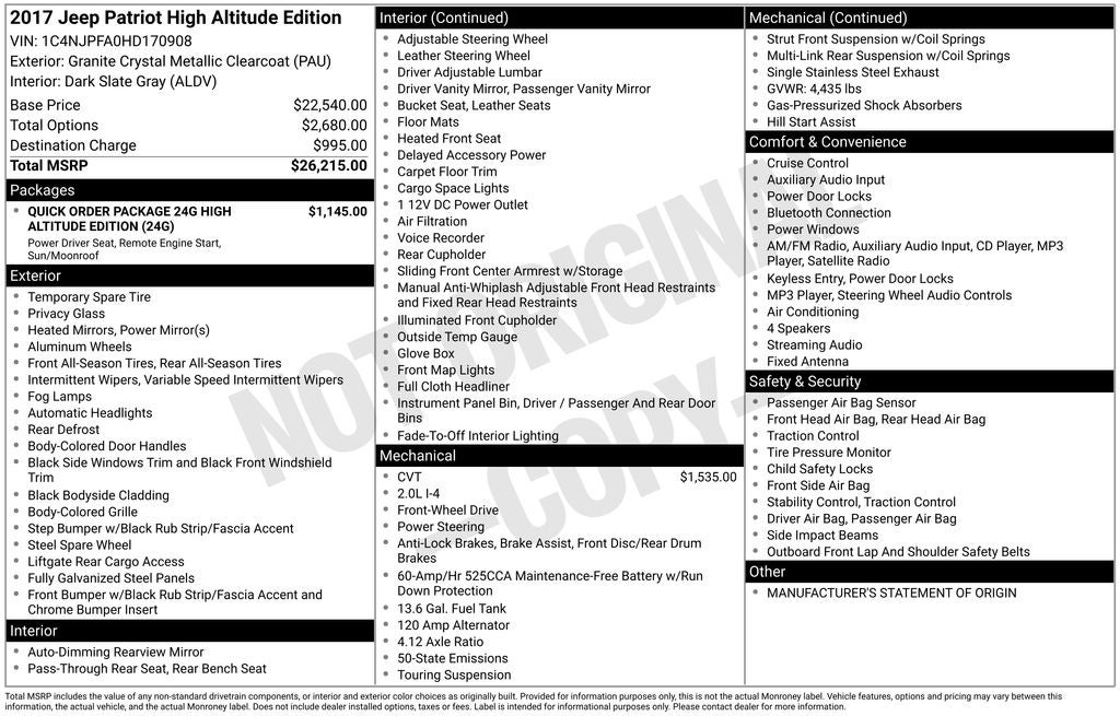 2017 Jeep Patriot High Altitude