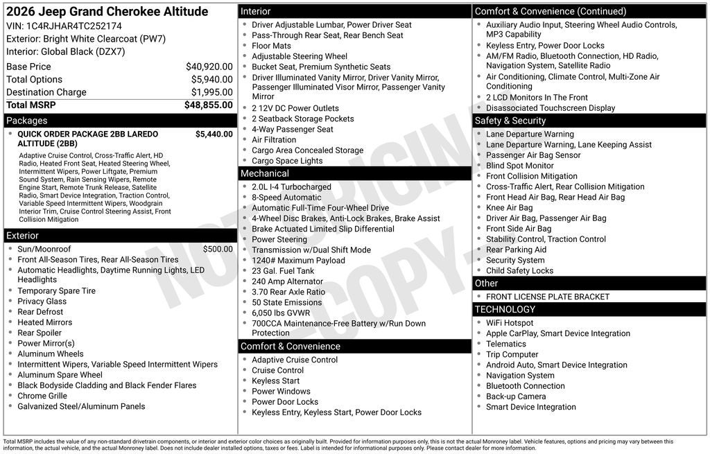 2026 Jeep Grand Cherokee Laredo Altitude