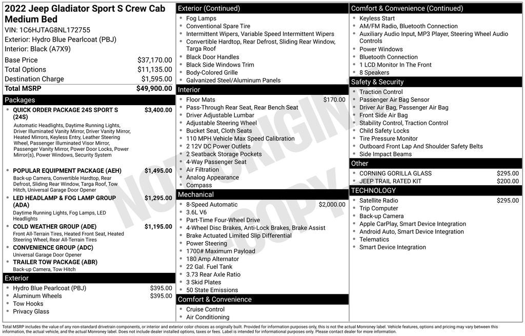 2022 Jeep Gladiator Sport