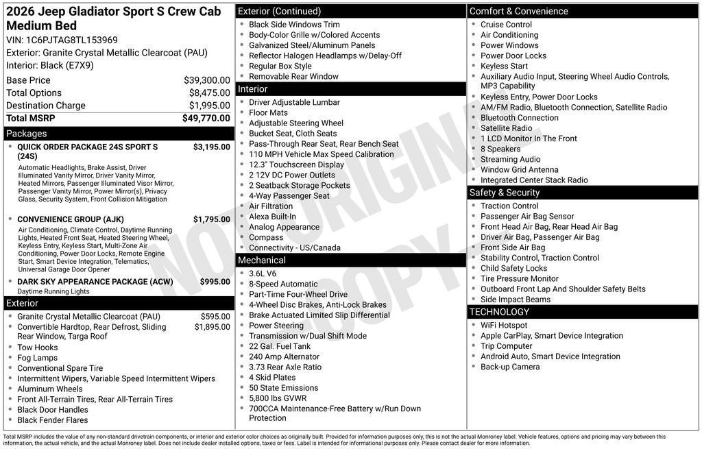 2026 Jeep Gladiator Sport S