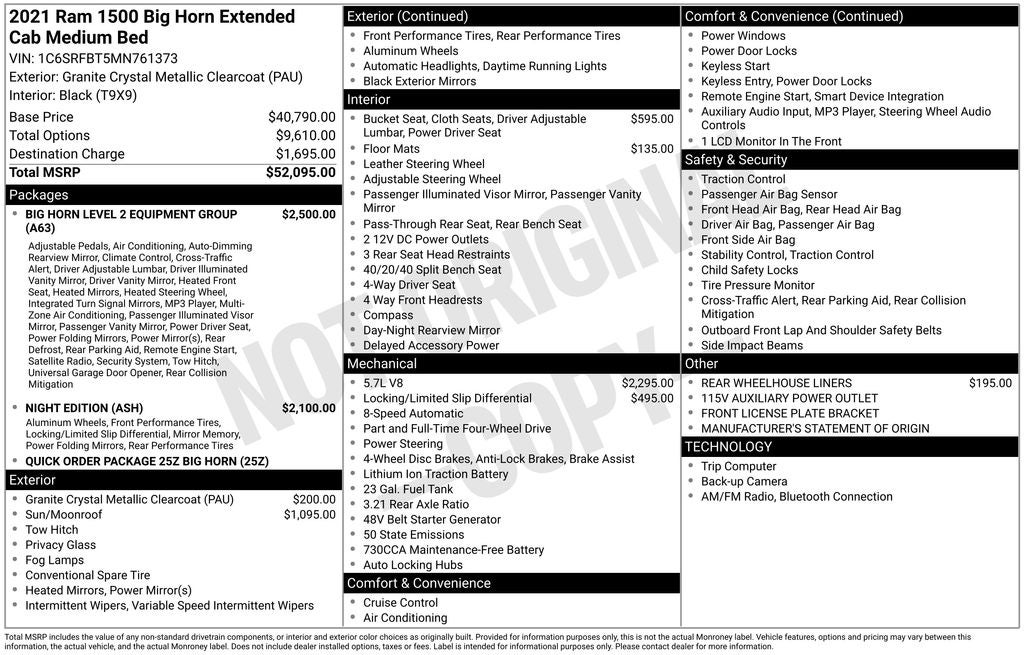 2021 RAM 1500 Big Horn/Lone Star