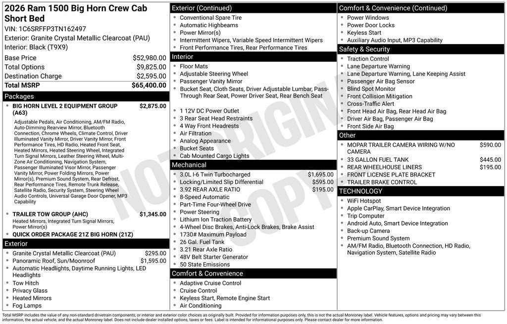 2026 RAM 1500 Big Horn/Lone Star