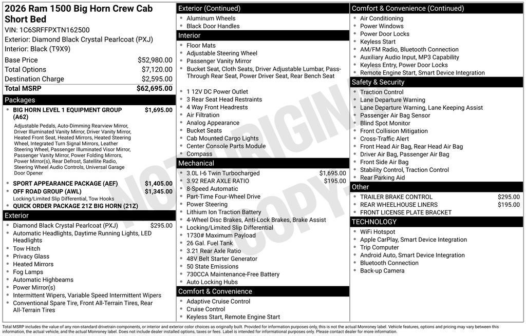 2026 RAM 1500 Big Horn/Lone Star