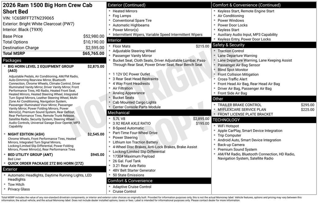 2026 RAM 1500 Big Horn/Lone Star
