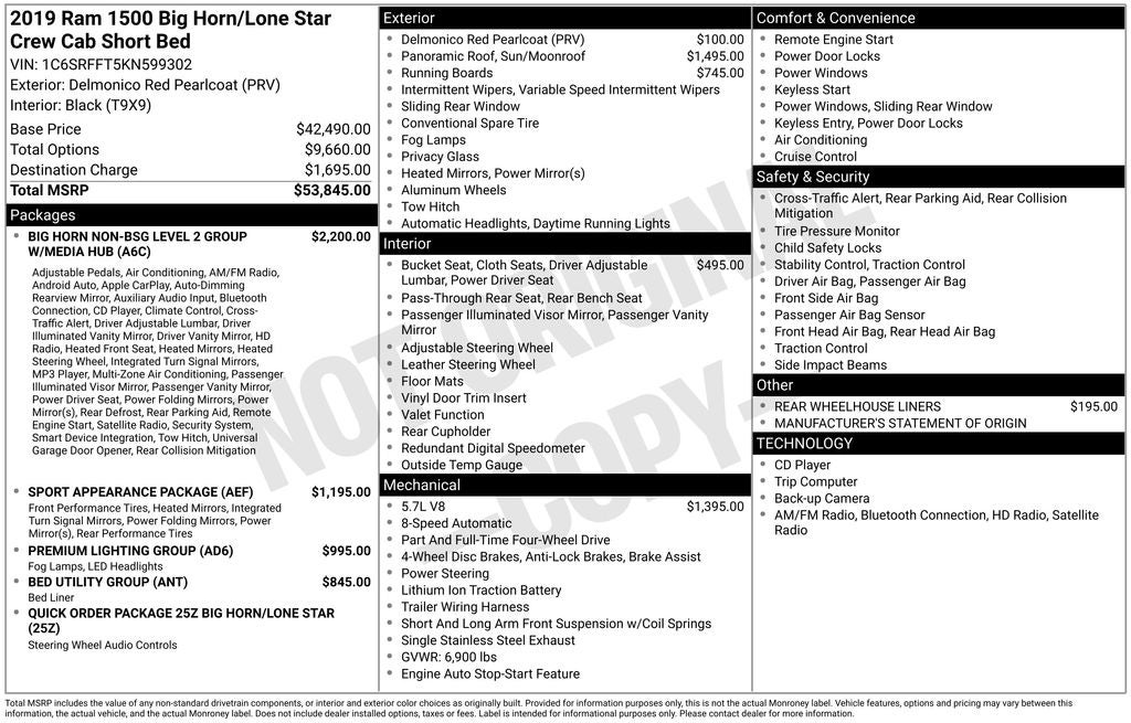 2019 RAM 1500 Big Horn/Lone Star