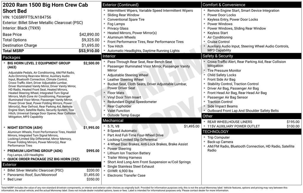 2020 RAM 1500 Big Horn/Lone Star