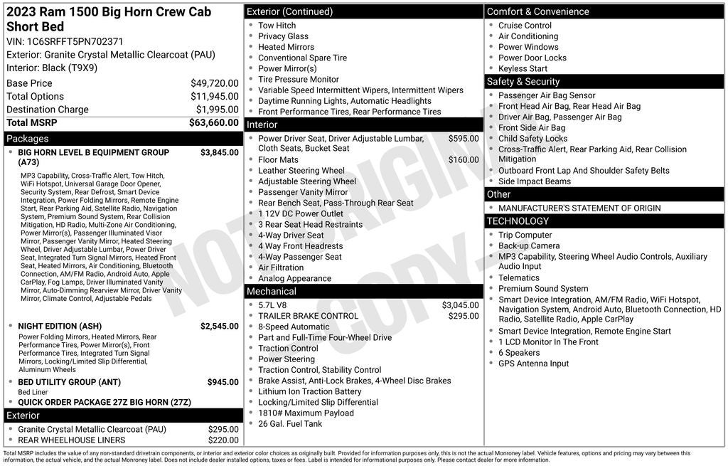 2023 RAM 1500 Big Horn/Lone Star