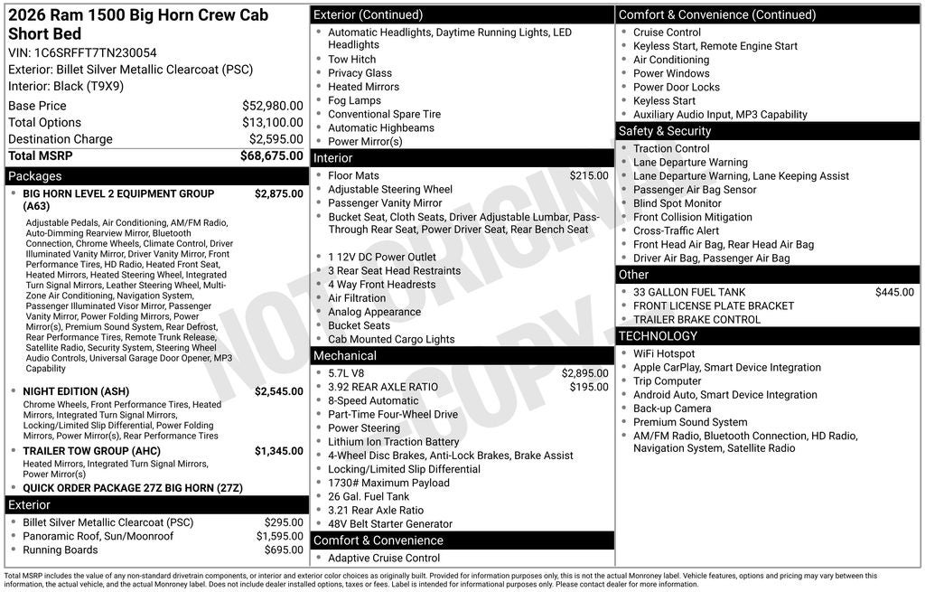 2026 RAM 1500 Big Horn/Lone Star