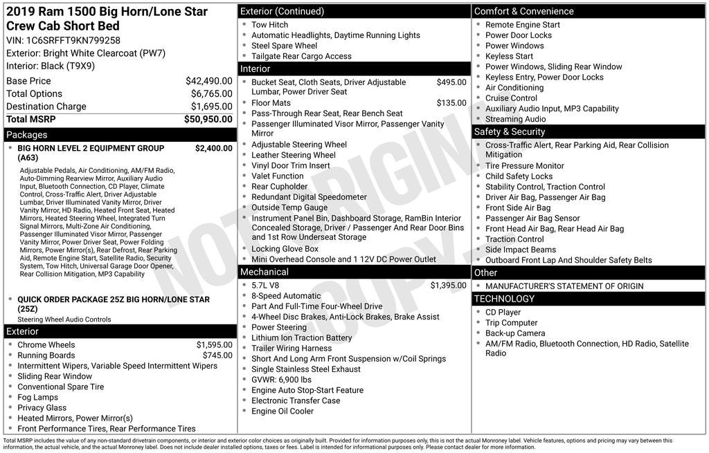 2019 RAM 1500 Big Horn/Lone Star