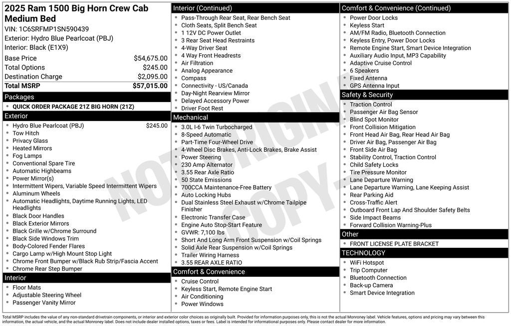 2025 RAM 1500 Big Horn/Lone Star