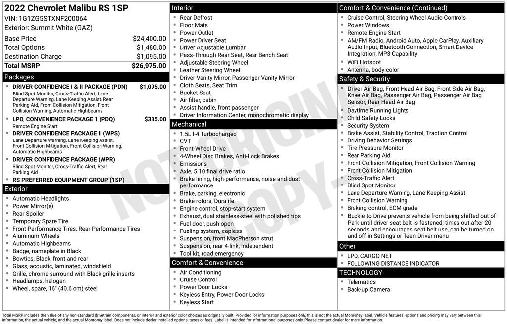 2022 Chevrolet Malibu RS