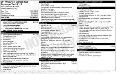 2019 Chevrolet Express 2500 LS Passenger