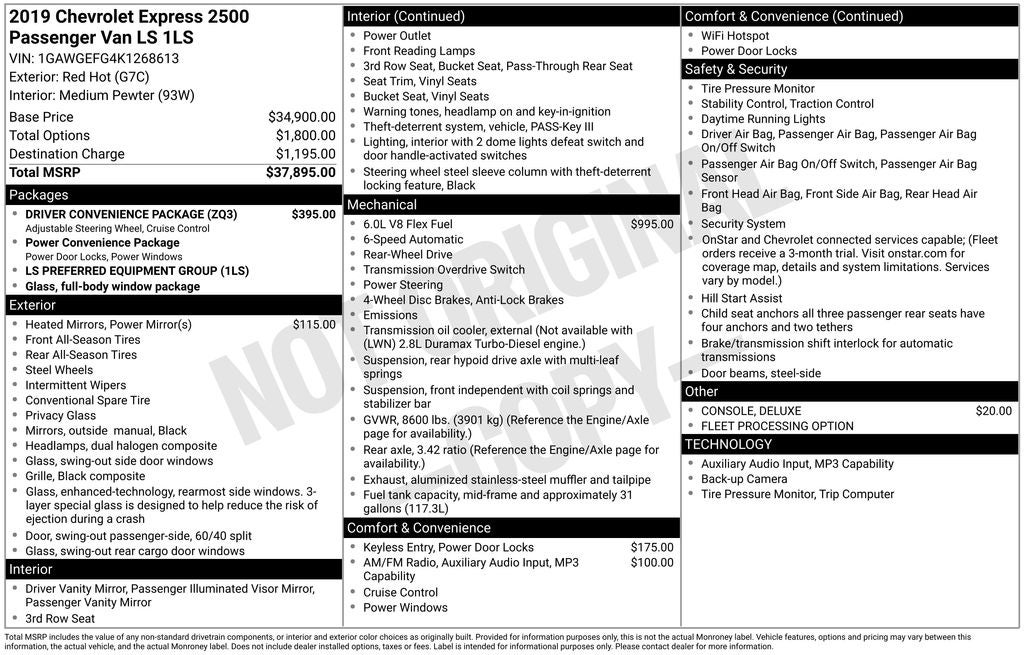 2019 Chevrolet Express 2500 LS Passenger