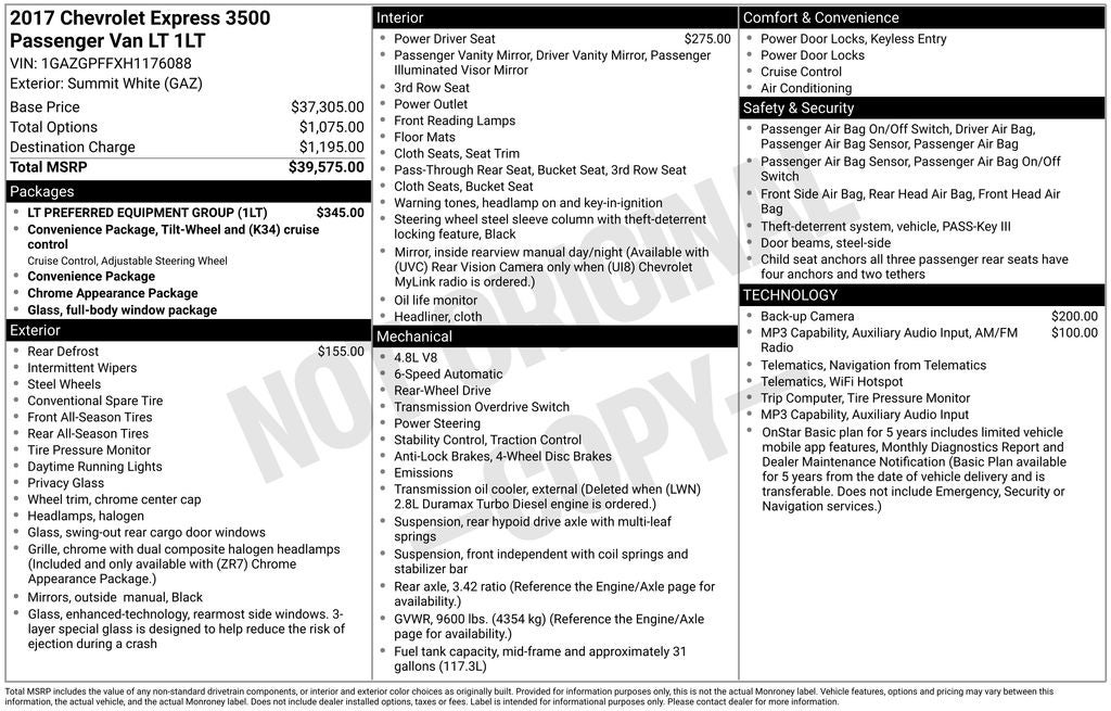 2017 Chevrolet Express 3500 LT Passenger