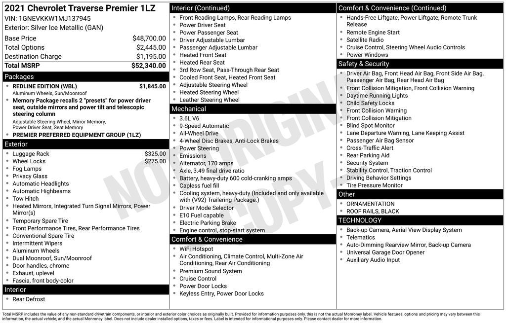 2021 Chevrolet Traverse Premier