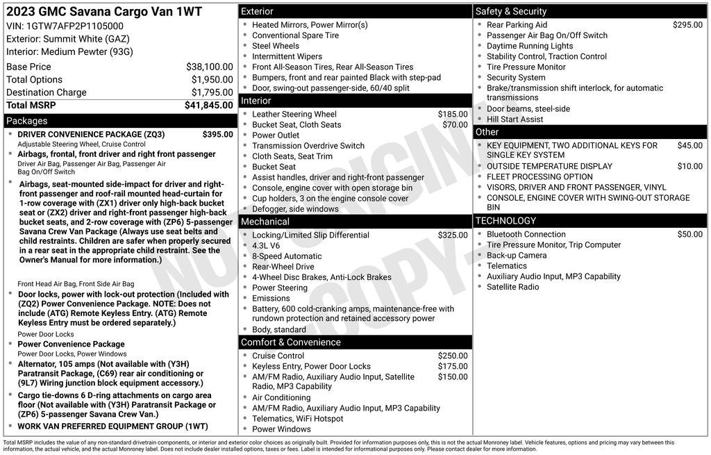 2023 GMC Savana 2500 Work Van