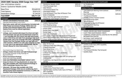 2020 GMC Savana 3500 Work Van