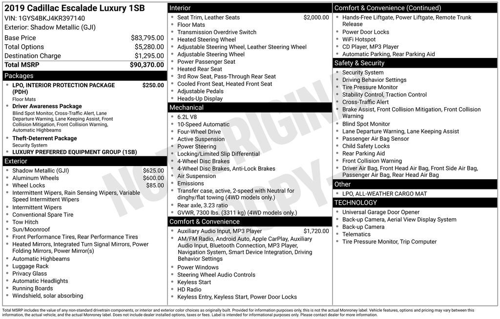 2019 Cadillac Escalade Luxury