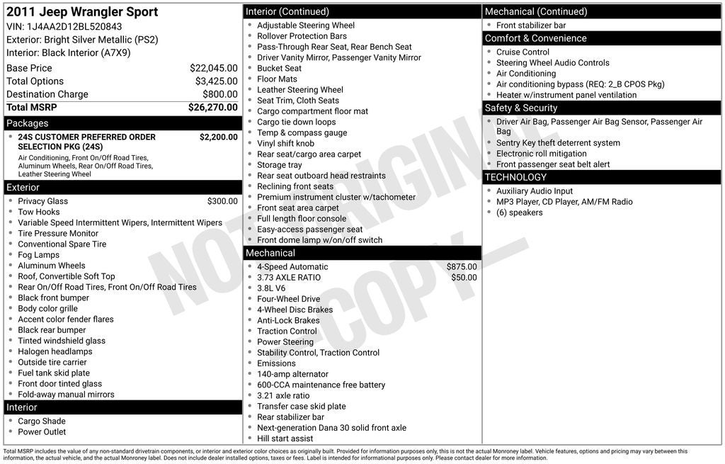 2011 Jeep Wrangler Sport