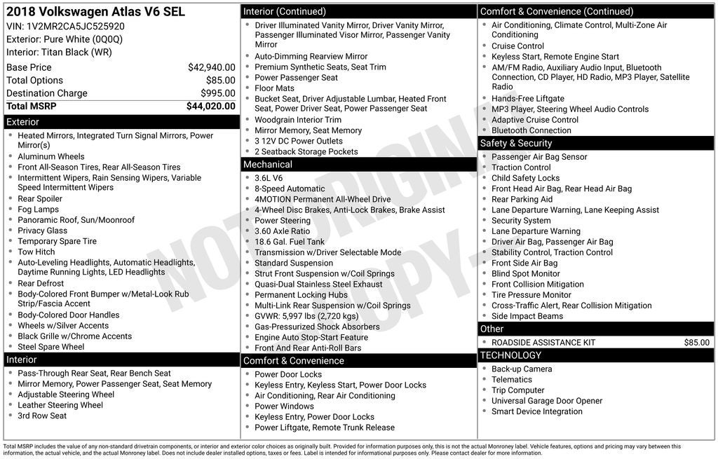2018 Volkswagen Atlas SEL 4Motion