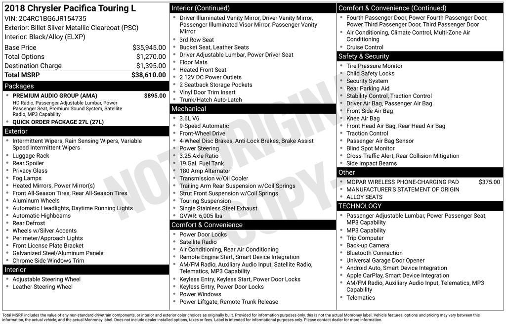 2018 Chrysler Pacifica Touring L