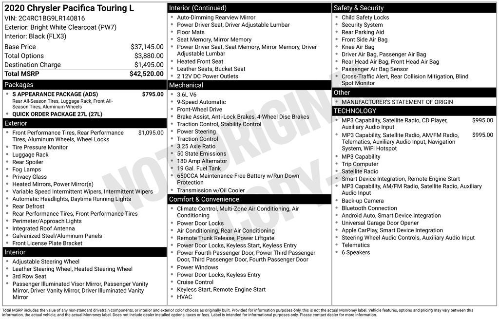 2020 Chrysler Pacifica Touring L