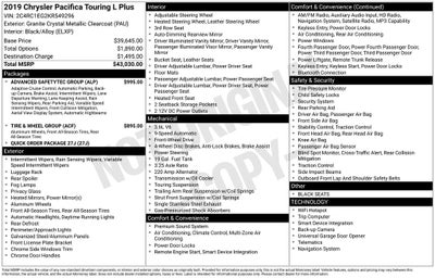 2019 Chrysler Pacifica Touring L Plus