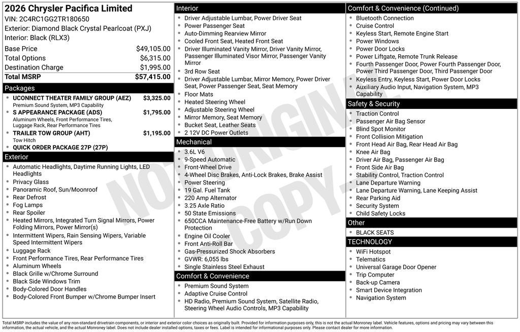 2026 Chrysler Pacifica Limited