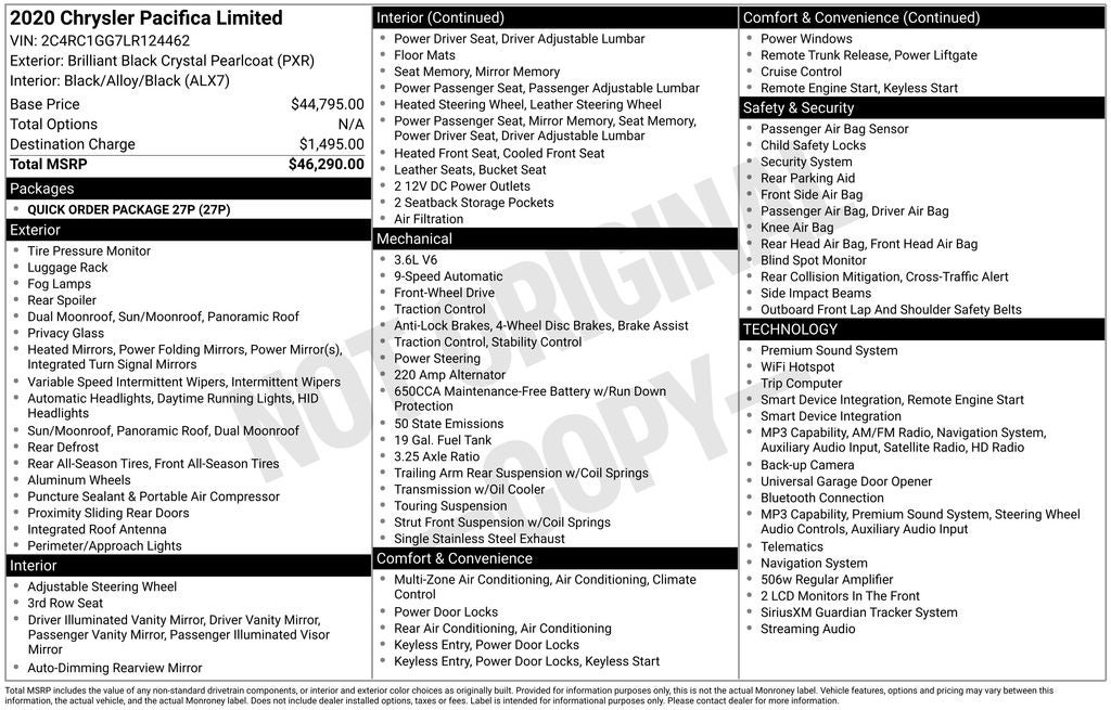2020 Chrysler Pacifica Limited
