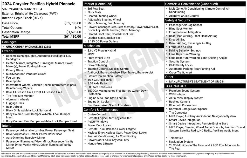 2024 Chrysler Pacifica Hybrid Pinnacle
