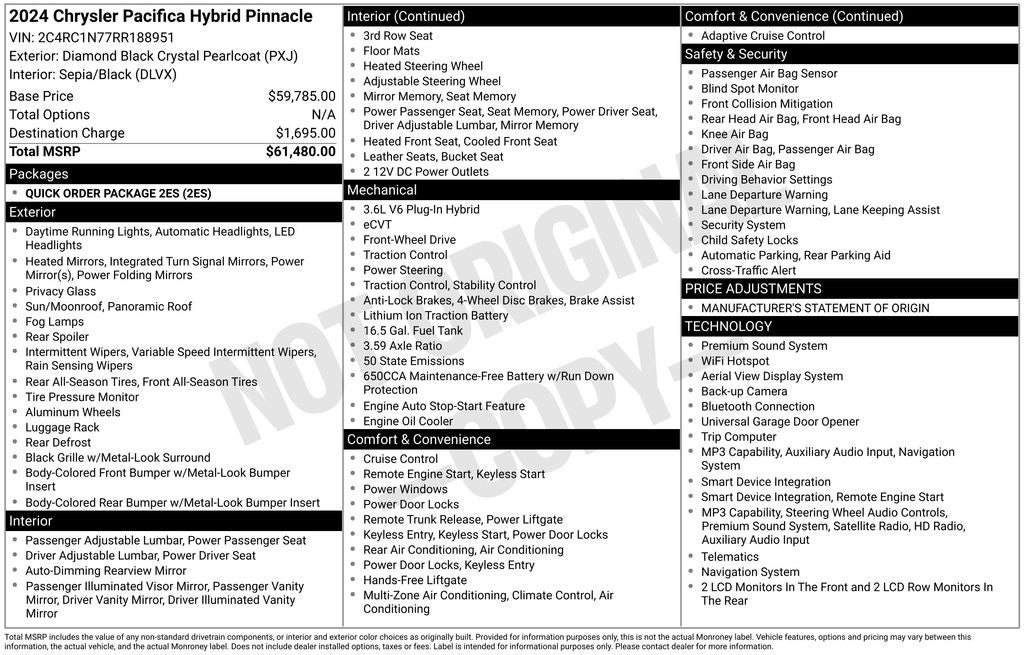 2024 Chrysler Pacifica Hybrid Pinnacle
