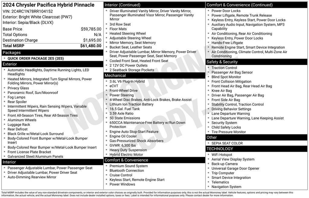 2024 Chrysler Pacifica Hybrid Pinnacle