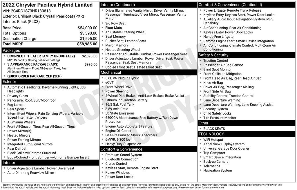 2022 Chrysler Pacifica Hybrid Limited