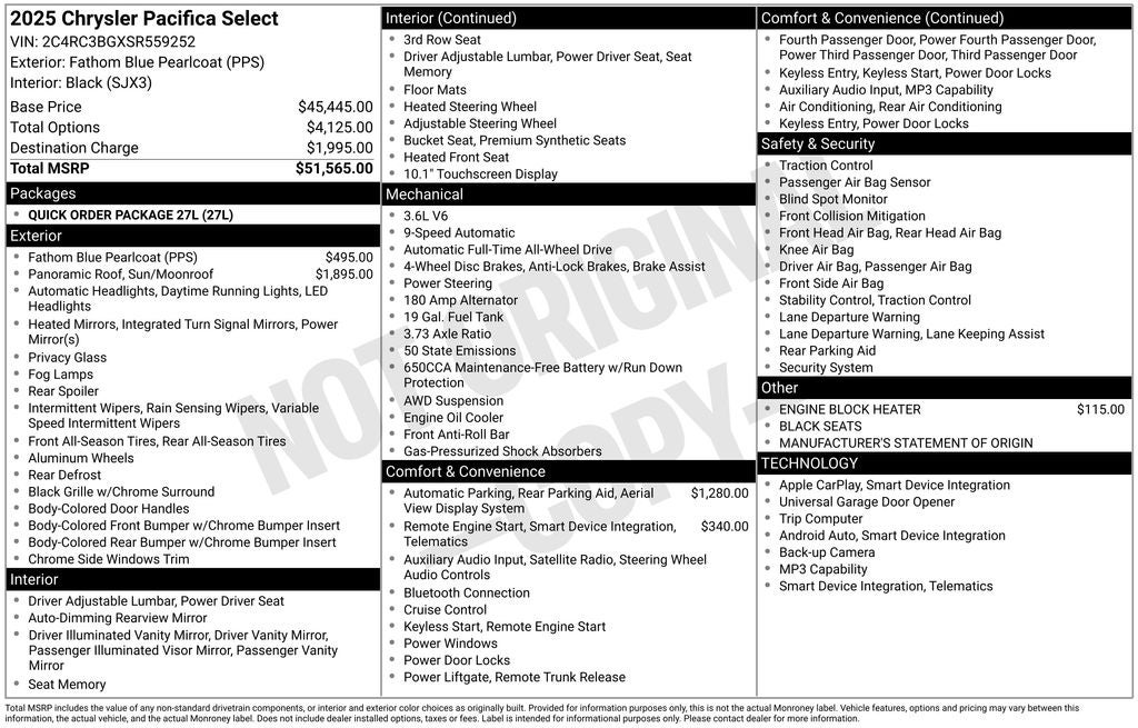 2025 Chrysler Pacifica Select