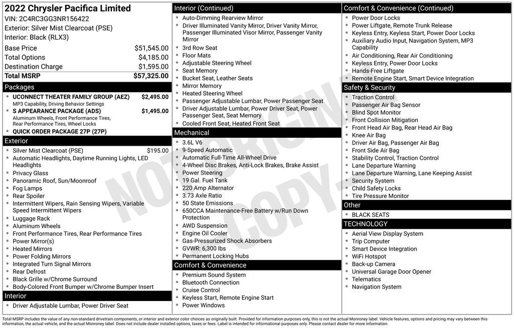 2022 Chrysler Pacifica Limited