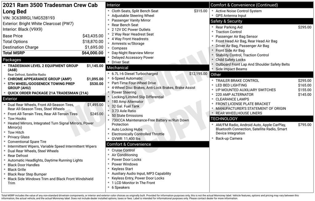 2021 RAM 3500 Tradesman